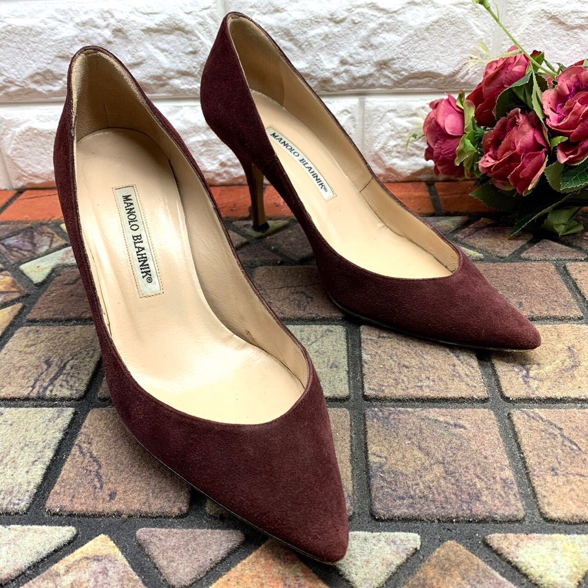 MANOLO BLAHNIK マノロブラニク パンプス スエード ヒール 37 24.0cm