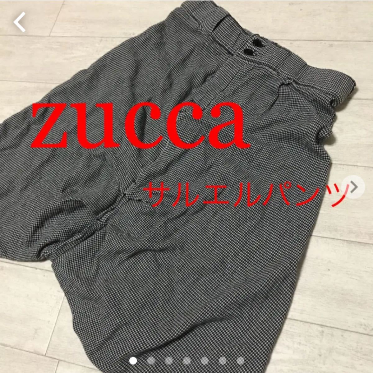 zucca ズッカ/スカッツ/サルエル/千鳥格子 ガウチョパンツ／ブラック　黒／ホワイト　白