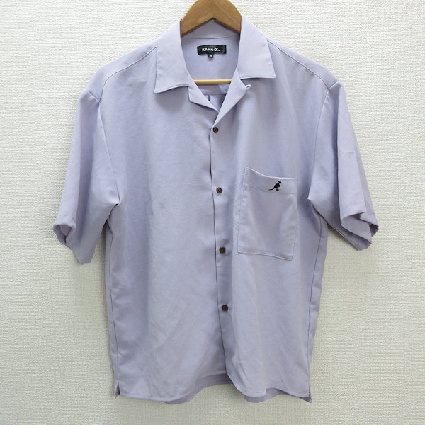 s■カンゴール/KANGOL 胸ポケット付き オープンカラーシャツ【M】紫/MENS/67【中古】_画像1