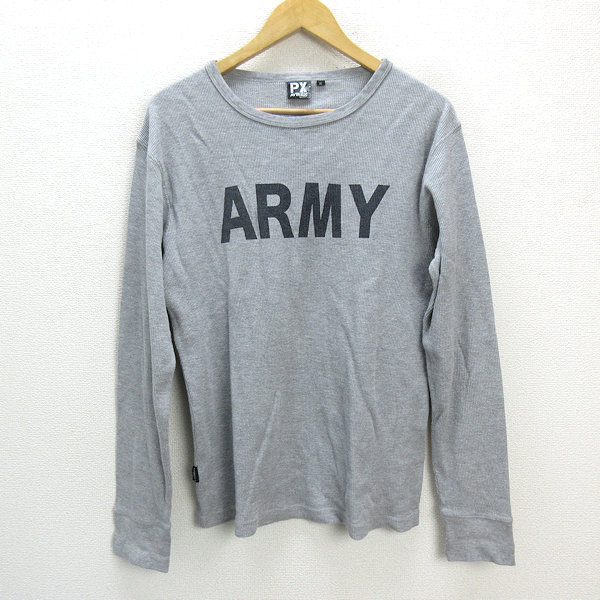 s■アヴィレックス/AVIREX サーマル地 長袖カットソー/Tシャツ ARMY【XL】灰/MENS/85【中古】_画像1