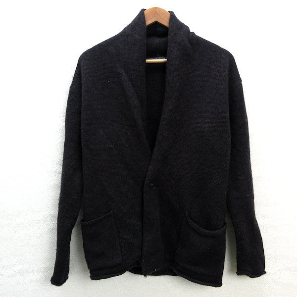 s# Urban Research /URBAN RESEARCH shawl color wool cardigan [L] tea black /MENS/5[ used ]
