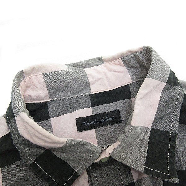 W* World Wide Love!/WORLD WIDE LOVE! block check short sleeves shirt [M]MENS/70