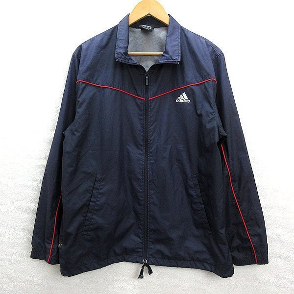 W★ アディダス/adidas トレーニングジャケット ウォームアップナイロンJKT【M】紺MENS/141_画像1