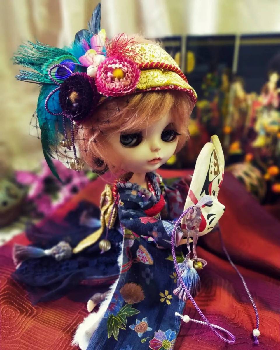 Blythe outfit ブライス 花魁 アウトフィット 着物 狐面 煙管 10点 