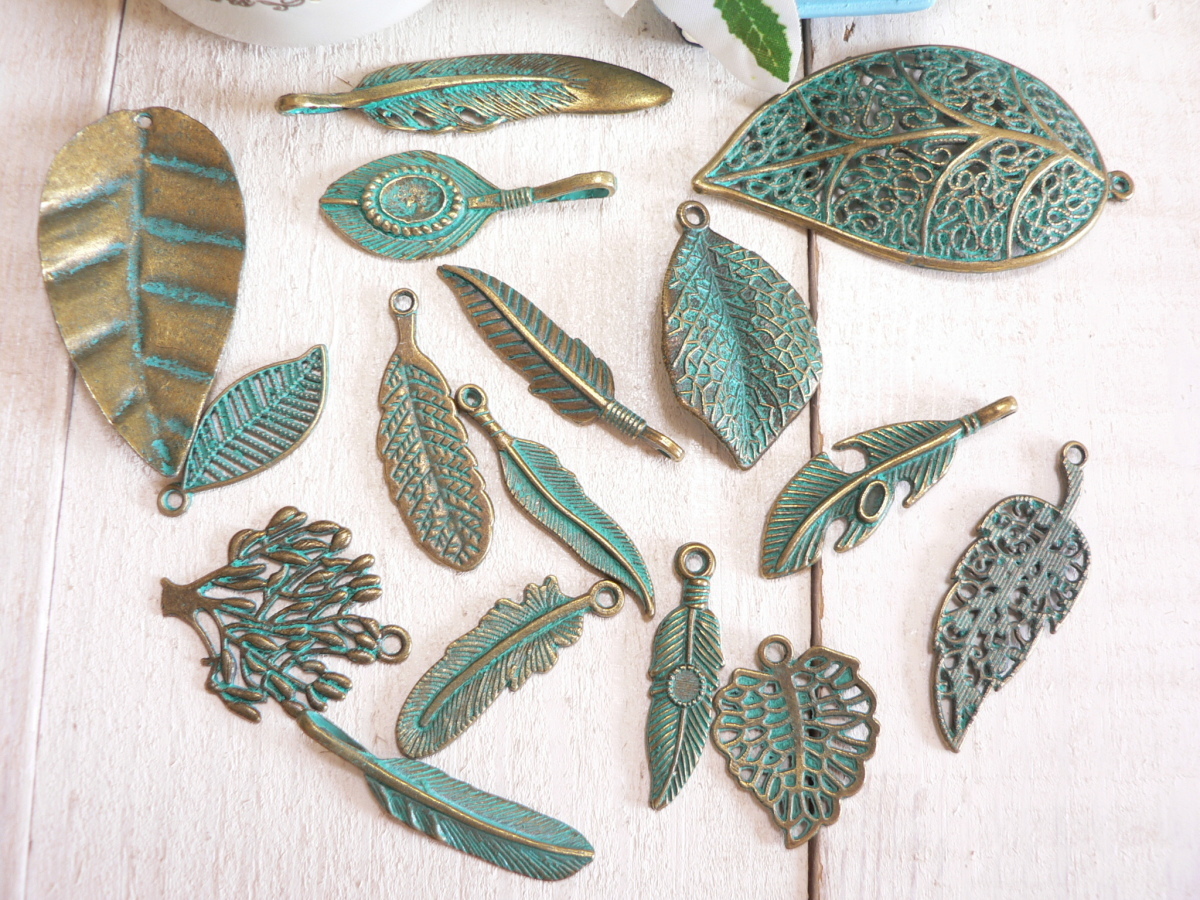  charm leaf . flower 16 piece ( #1758) leaf pendant head fastener top handicrafts parts handmade materials 