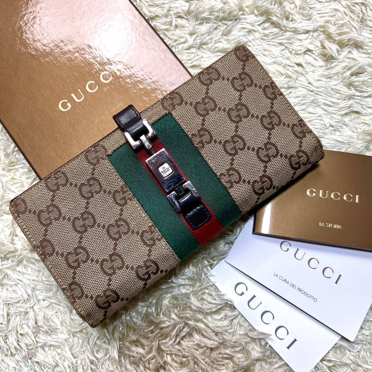 GUCCI グッチ 長財布 GGキャンバス シェリーライン ジャッキー - 長財布