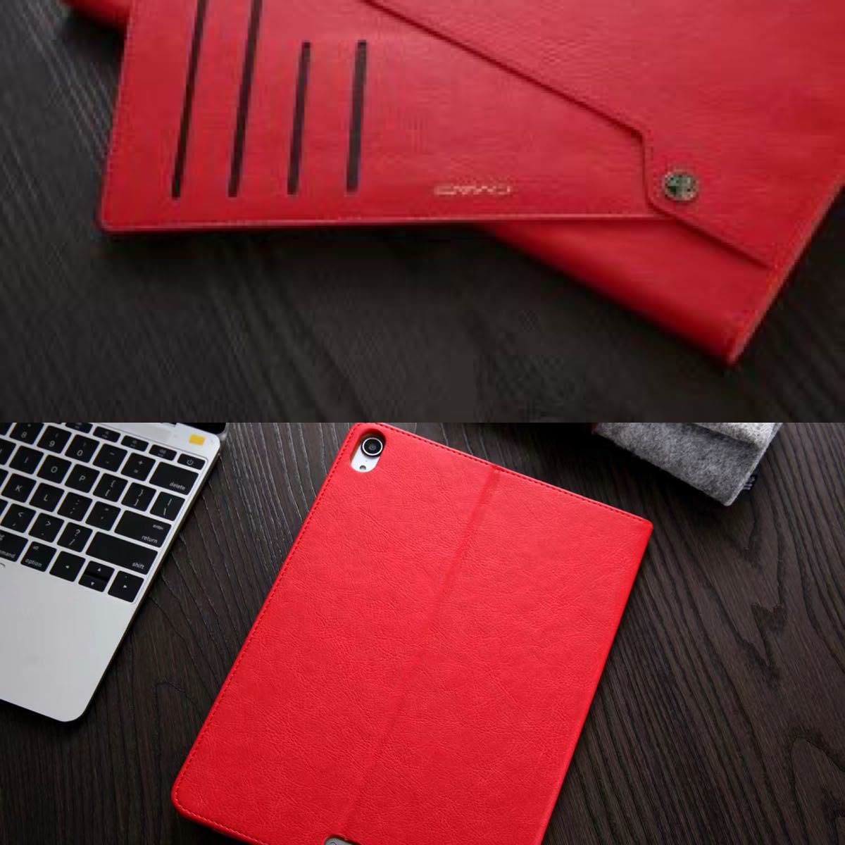 iPadカバー タッチペン 手帳 iPadケース mini 9.7 Air1 Air2 iPad5 10.2 iPad7 iPad8 iPad9 10.5 縦 立つ タブレット 収納 保護 名刺 赤_画像4