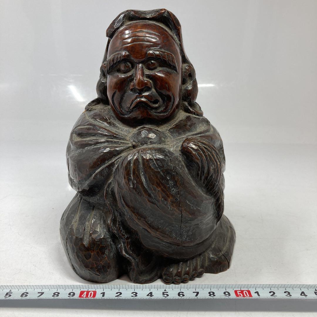 驚きの値段 江戸時代　木彫達磨置物　高さ19㎝　R2-0510③Ｅ103 仏像