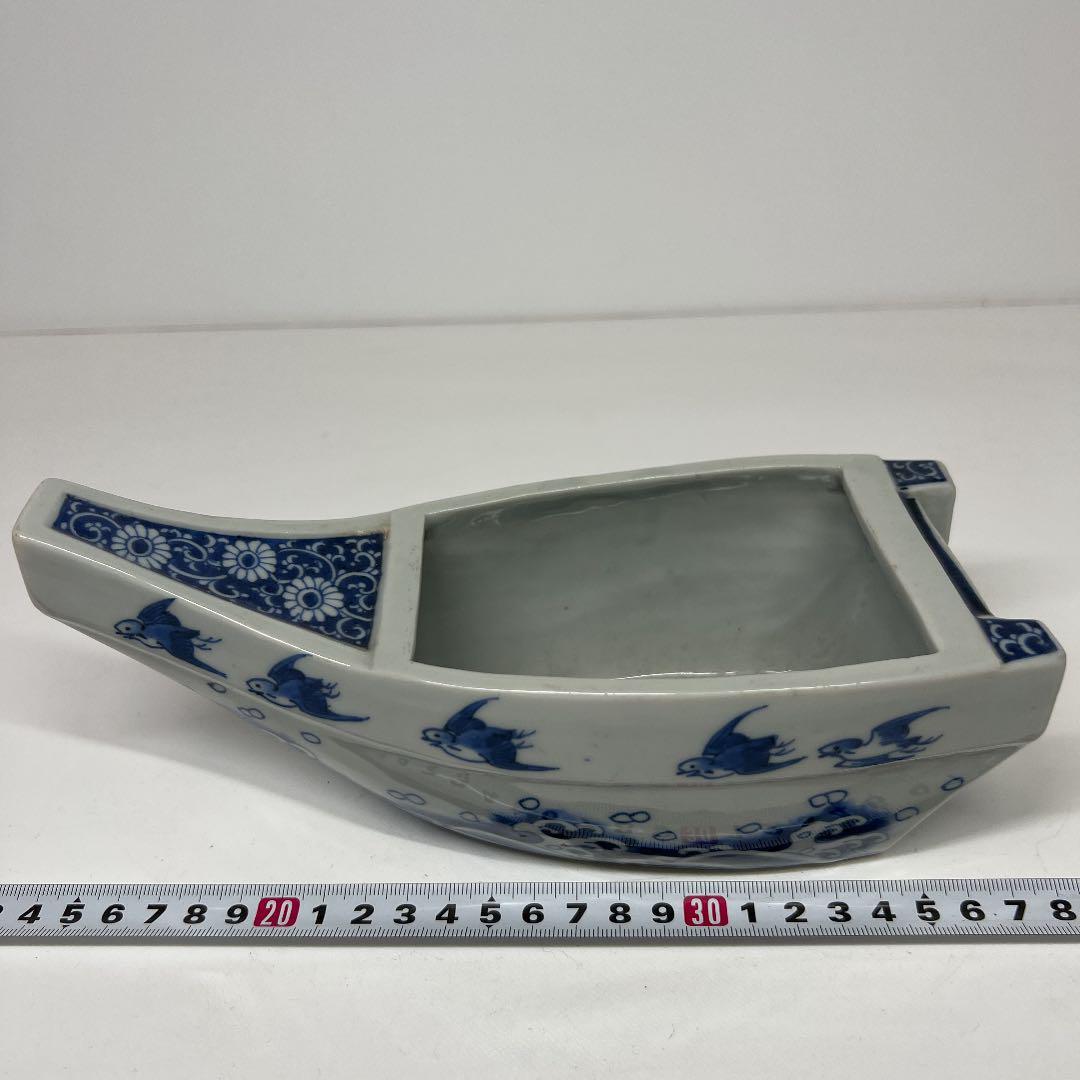 古伊万里 染付舟形鉢 22cm たとち け4-0204 古伊万里 染付舟形鉢 22cm たとち け4-0204