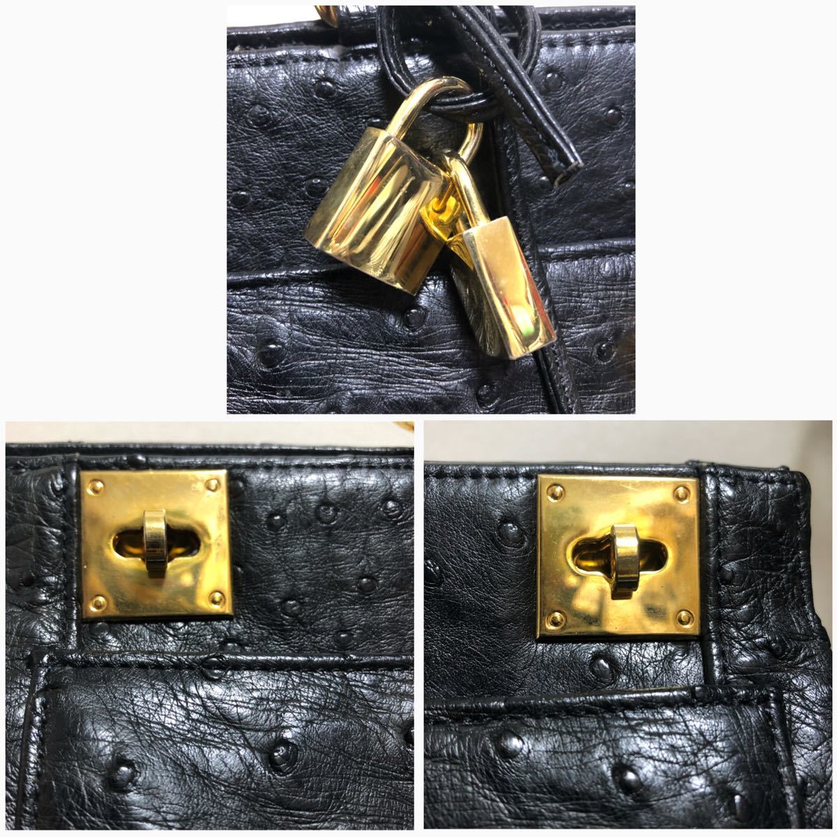 美品☆高級オーストリッチレザー ショルダーバッグボストンバッグ