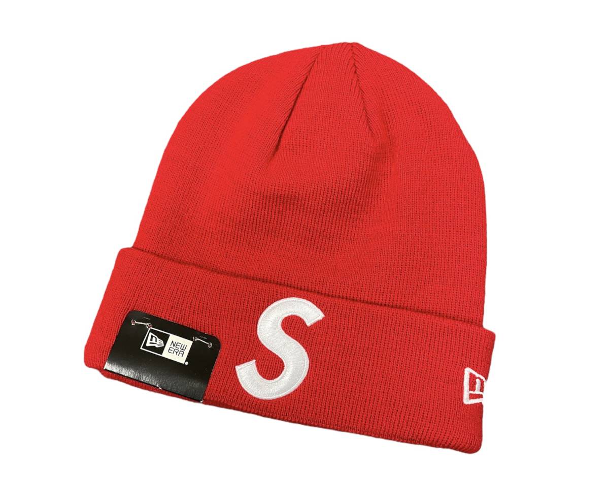 予約販売 Sロゴ ニューエラ シュプリーム 17aw ビーニー レッド ニット