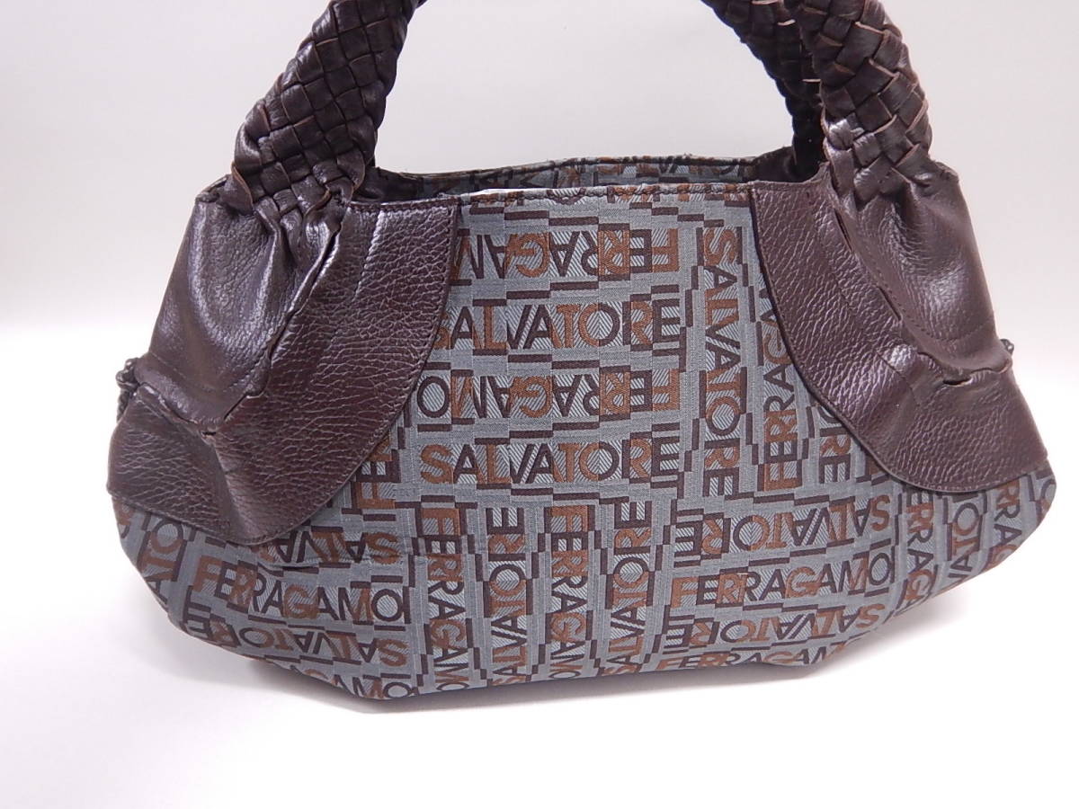 □Salvatore Ferragamo サルヴァトーレフェラガモ レザー キャンバス ...