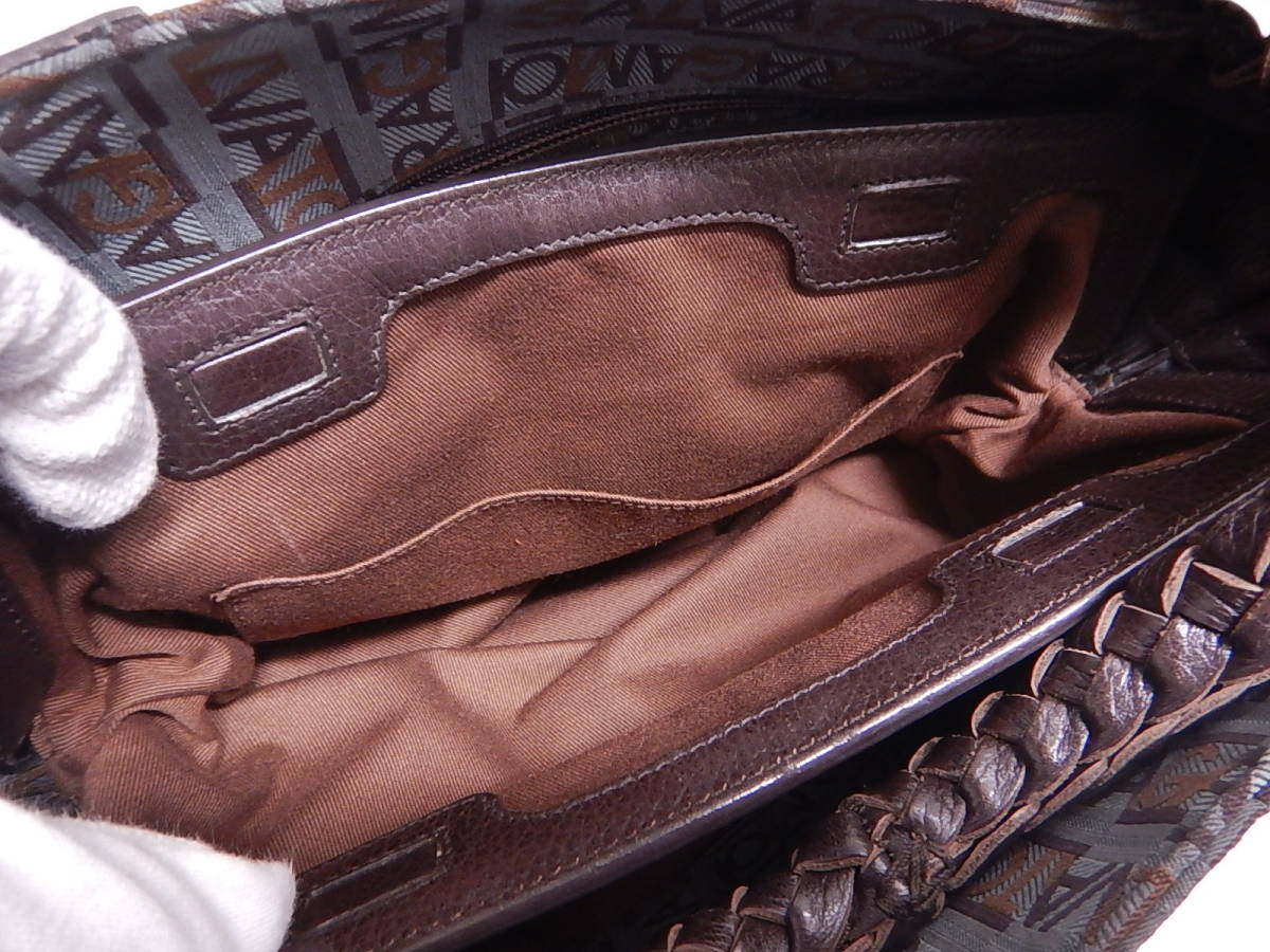 □Salvatore Ferragamo サルヴァトーレフェラガモ レザー キャンバス ...
