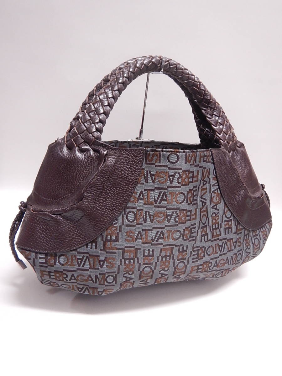 □Salvatore Ferragamo サルヴァトーレフェラガモ レザー キャンバス ...