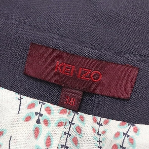◆KENZO/ケンゾー ウエストベルト 裏地総柄 比翼仕立て トレンチ コート ネイビー 38_画像5