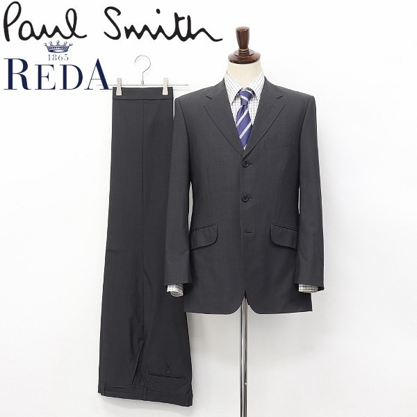 ◆Paul Smith LONDON/ポールスミス ロンドン×REDA SUPER100'S シャドーチェック柄 3B シングル スーツ チャコール系 M