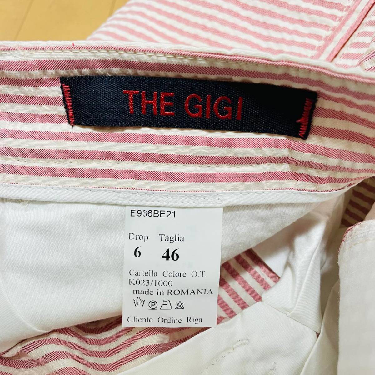 未使用 THE GIGI ザ ジジ コットンリネン シアサッカーセットアップスーツ 46(M) ダブルジャケット ハーフパンツ メンズ 春夏スーツ ピンク_画像9