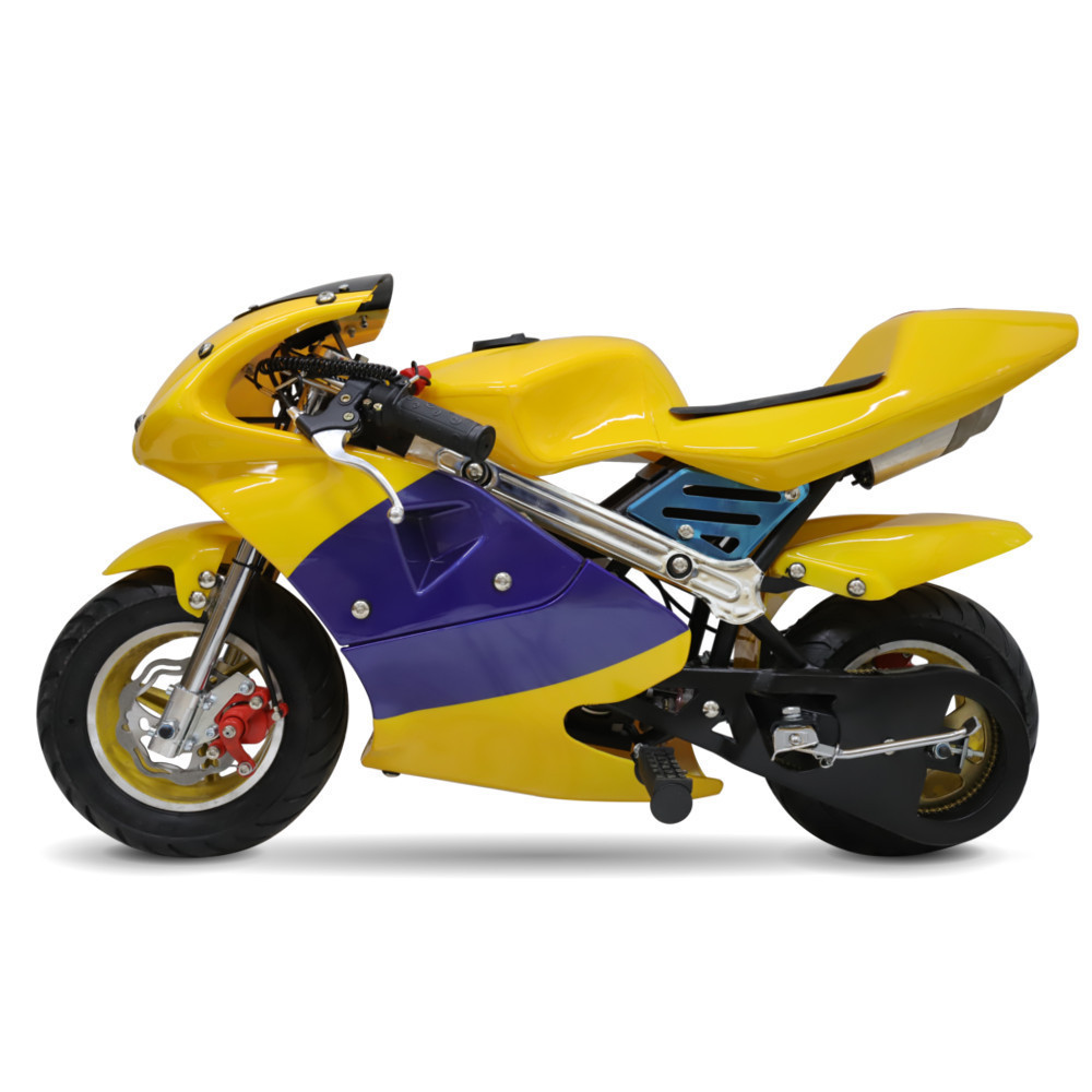■新品■レーシングポケバイ ポケットバイク 信頼 ポケバイ CR-PBR01 50ccエンジン搭載 テレビで話題 h 最高速度約60km GP 青黄カラーモデル