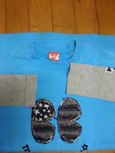 MINI-K JEANS長袖切り替えTシャツ(重ね着仕様)ブルー×グレー/素材/綿100%ジュニア160サイズ日本製、使用僅かな美品です。クリーニング済み_画像3