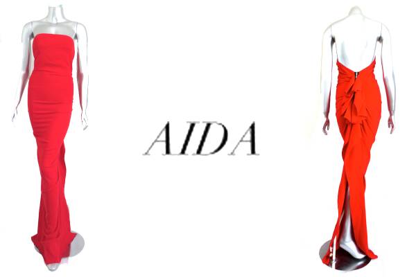 二点落札で送料無料！ A13 AIDA アイーダ ロング ドレス ワンピース ベアトップ チューブトップ 6 赤　レッド　パーティー_画像1