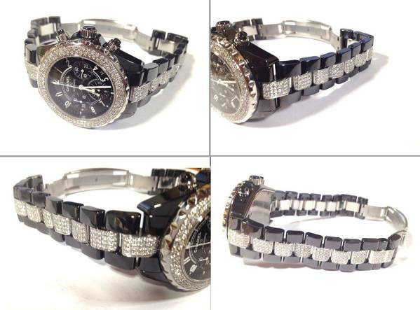 CHANEL Chanel j12 41mm chronograph bezel belt 15.5 piece after diamond processing does custom matic pave9PH2544 H0683 H0950