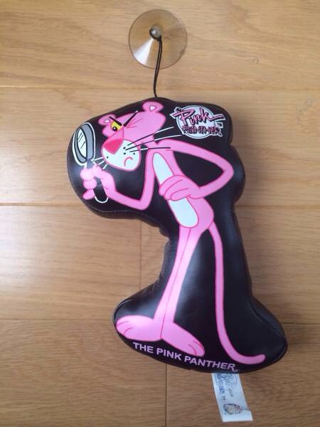 レア PINK PANTHER ピンクパンサー クッション 人形 吸盤 黒_画像1