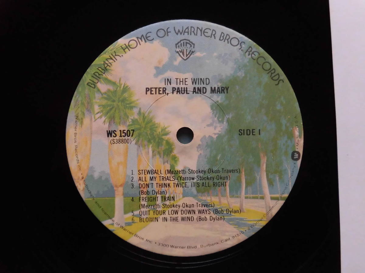 Peter Paul & Mary/In The Wind  ディランの（風に吹かれて）を最初にカヴァーしたモダン・フォーク・トリオ 2ndアルバムUSアナログ盤の画像3