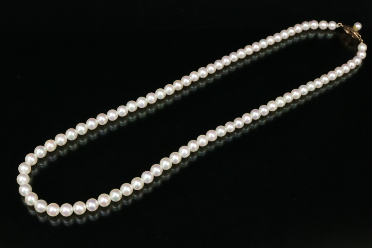 【 安心の定価販売 】 l. K14 真珠 ネックレス 直径 約5.9mm パール あこや真珠 ゴールド ★いろどり★