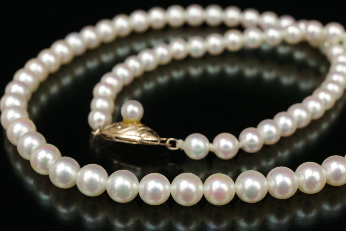 【 安心の定価販売 】 l. K14 真珠 ネックレス 直径 約5.9mm パール あこや真珠 ゴールド ★いろどり★