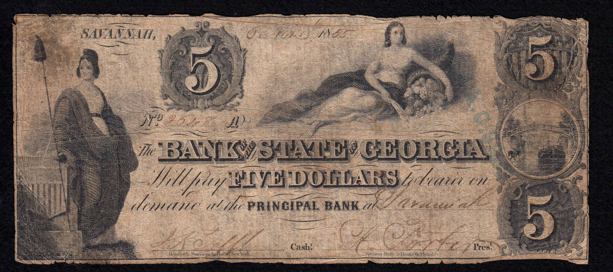  America юг север война период банкноты George a.5 доллар (1855)[514]