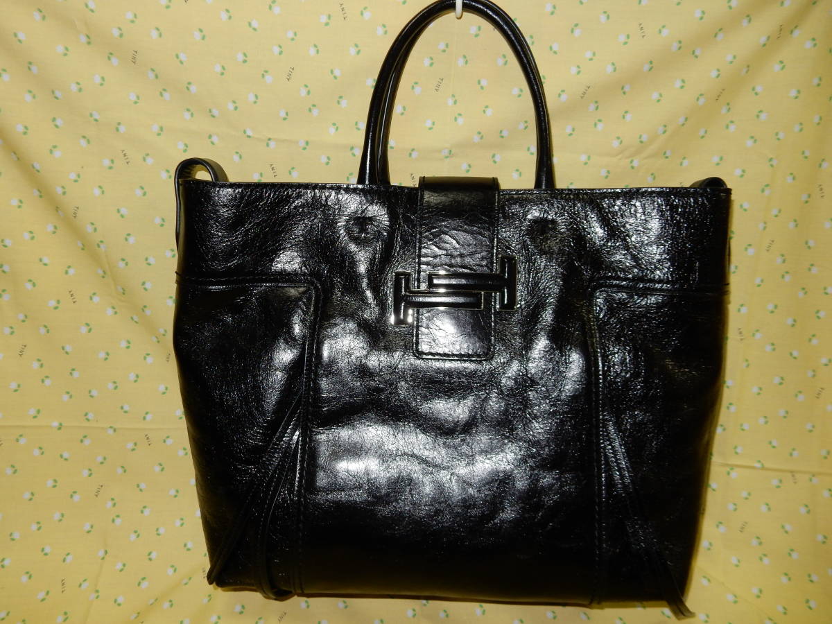 **TOD\'S( Tod's ) double T shoulder * tote bag leather bag **!USED super-beauty goods!