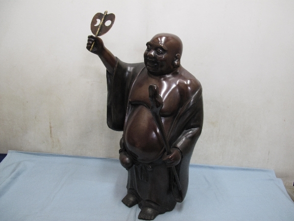 古い 青銅製 布袋像(269)特大 高さ53cm 縁起物 置物 アンティーク