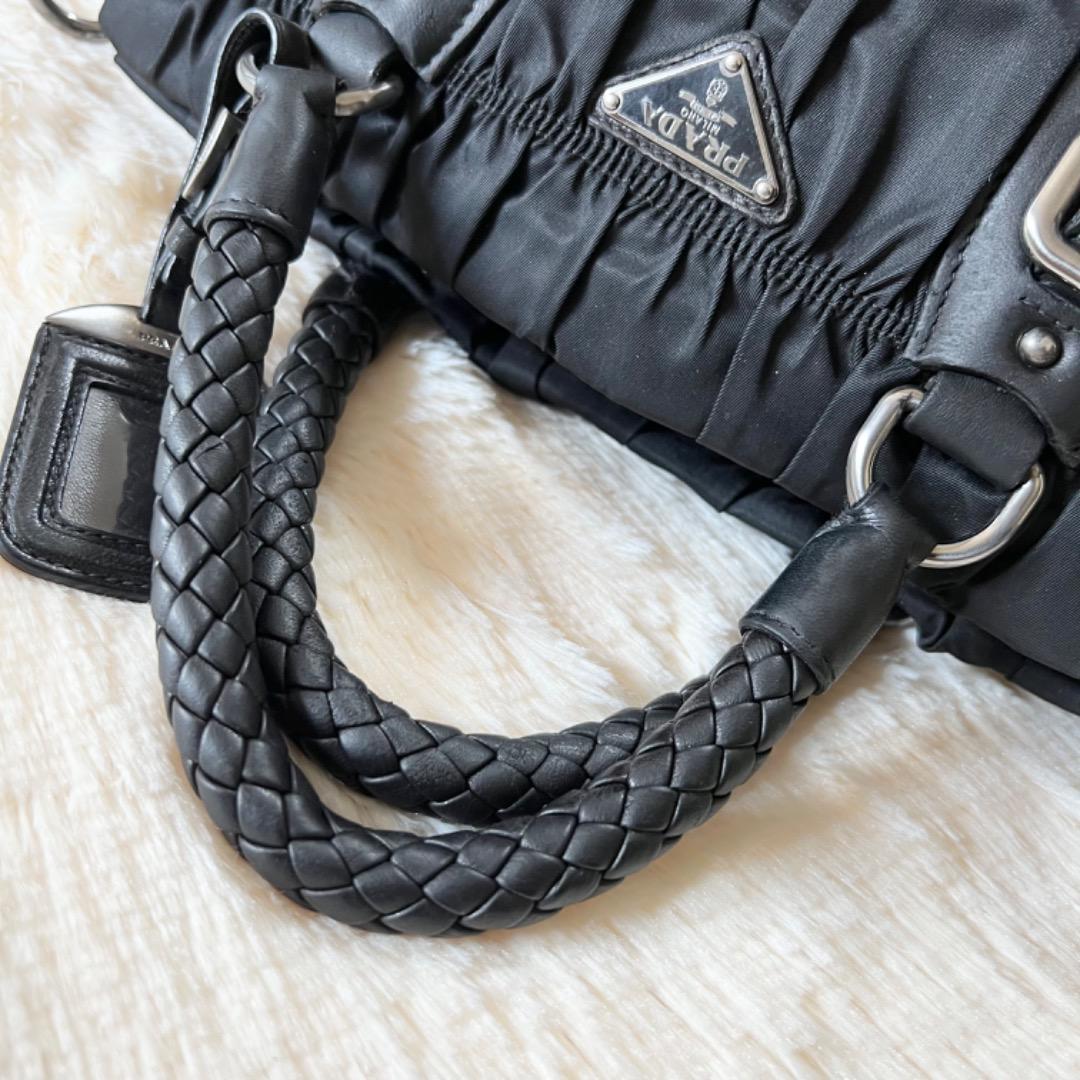 PRADA プラダ ハンドバッグ トートバッグ 編み込みハンドル PRADA プラダ ハンドバッグ トートバッグ 編み込みハンドル