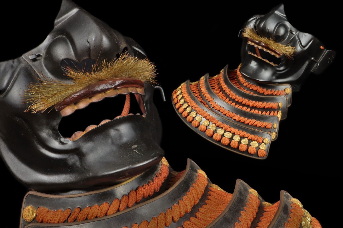 武具 鉄地 面頬 面皰 小具足 鎧 甲冑 兜 骨董品 美術品 0281tby www