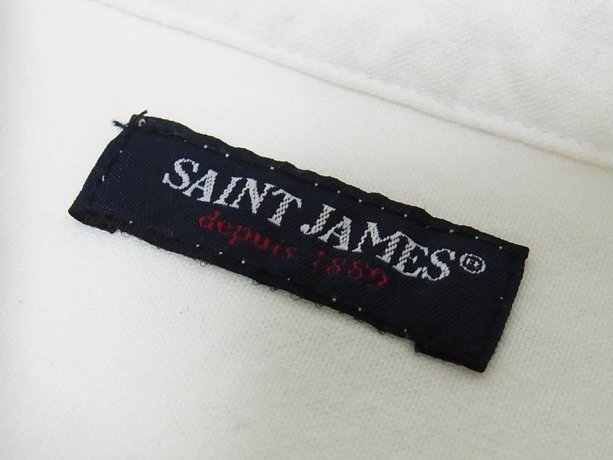 綺麗 SAINT JAMES セントジェームス コットン 長袖シャツ 白 サイズS_画像4