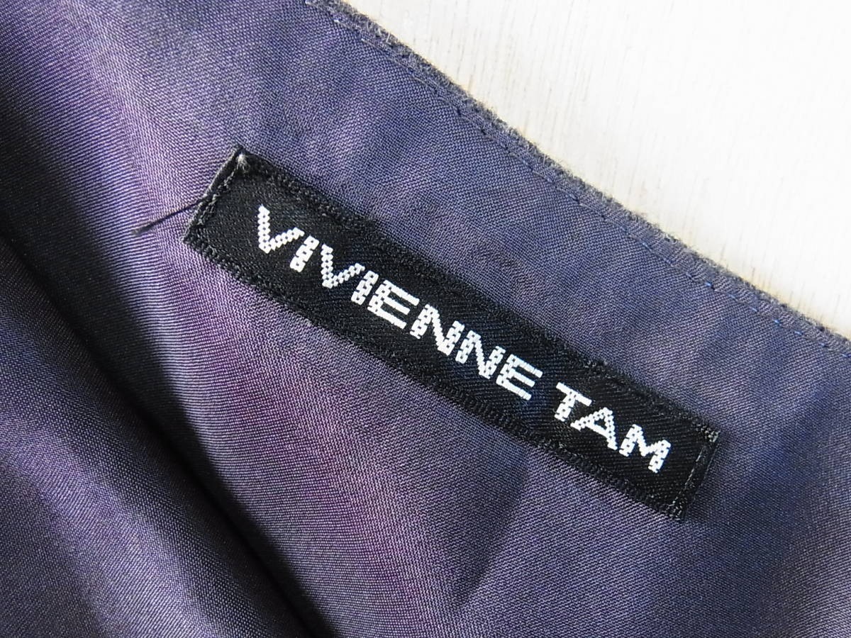人気 VIVIENNTAM ヴィヴィアンタム ステッチデザイン ウールスカート グレー サイズ0_画像4