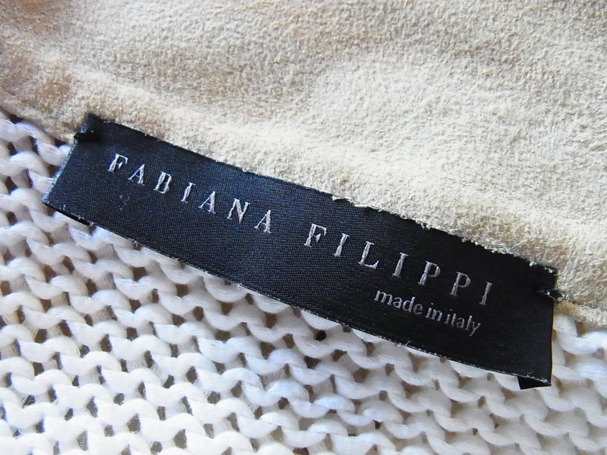 最高級 イタリア製 FABIANA FILIPPI ファビアナフィリッピ レザー切り替え ローゲージ ニット セーター サイズS位_画像7