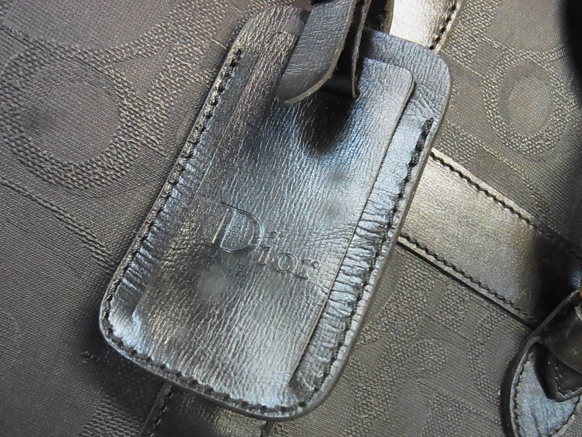 TS フランス製 ChiristianDior クリスチャンディオール ビンテージ コンビレザーボストンバッグ 旅行鞄 黒_画像6