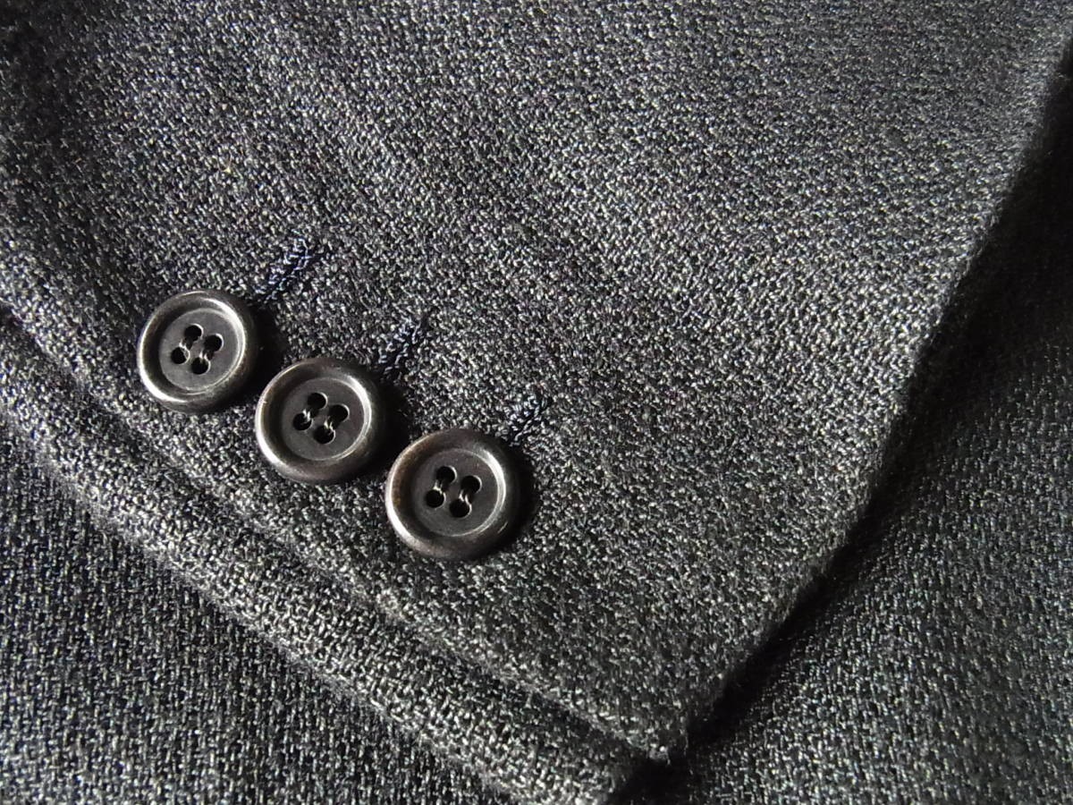 綺麗 イタリア製 VALENTINO バレンチノ ロゴ刺繍 麻ｘレーヨン テーラードジャケット チャコールグレー サイズ50_画像8