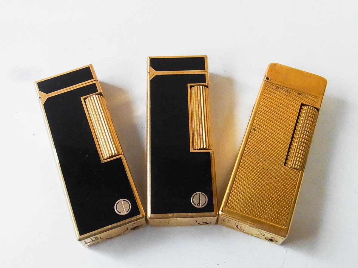 TS dunhill ダンヒル ローラーガスライター 3個セット 金・金黒 小物 ...