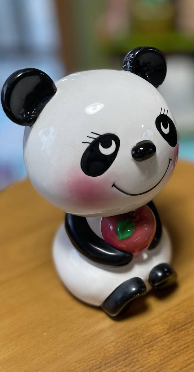 内藤ルネ パンダ 貯金箱 置物 フィギュリン 人形 陶器 陶磁器 昭和レトロ-