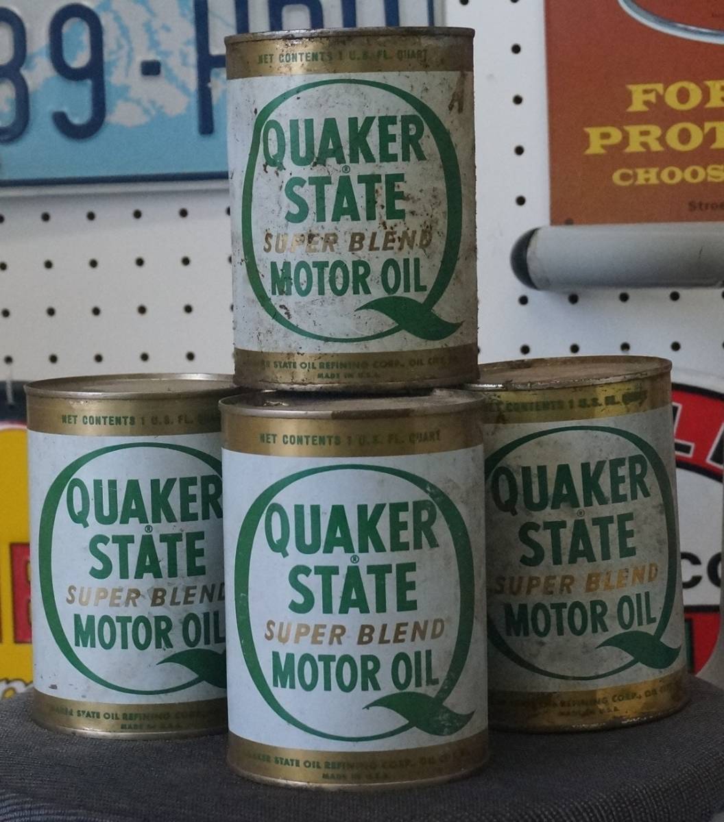 QUAKER STATE Vintage steel oil can made in USA Tokoro George Setagaya base Motor Sport garage Ame car Nascar Ford 