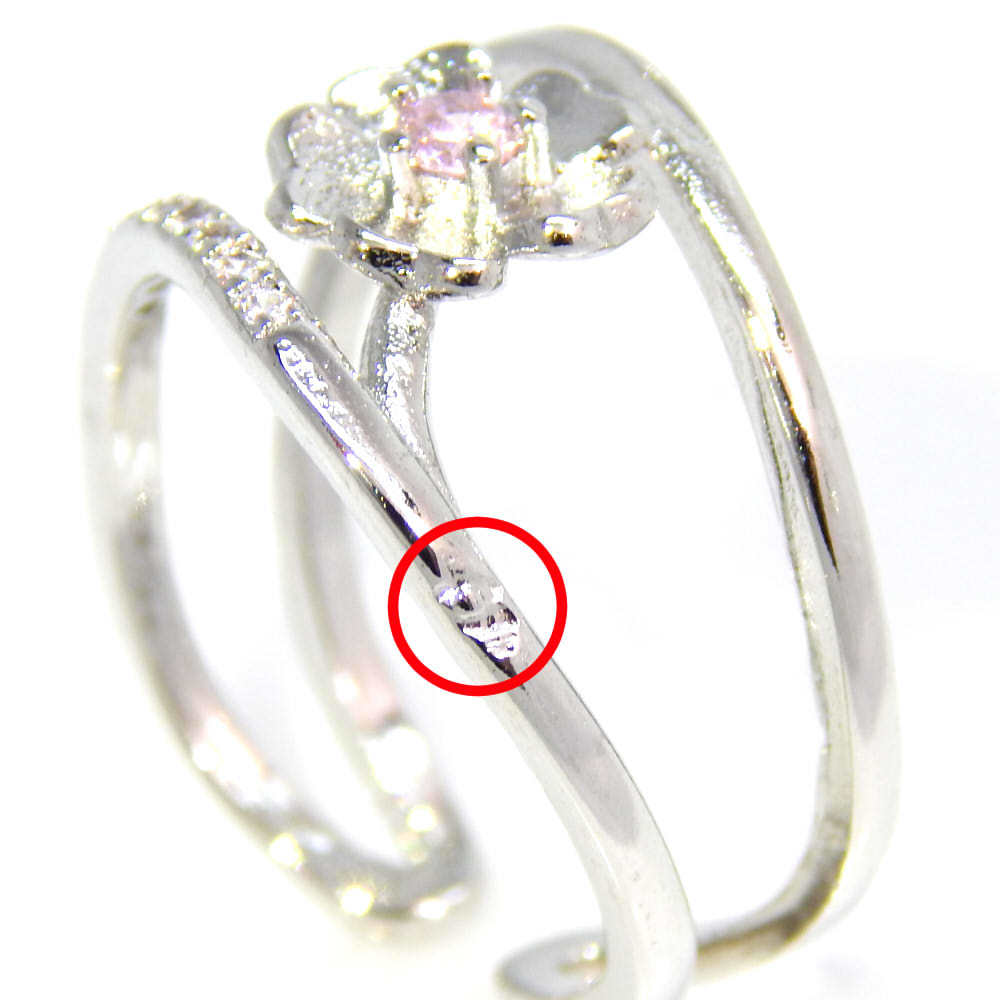  free shipping * new goods * finest quality. excellent article lady's one wheel Sakura CZ pink diamond ring zirconia ring RR-19 translation have goods platinum finish silver 925