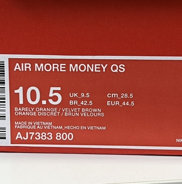 AIR MORE MONEY JP YEN SIZE 10.5 28.5cm NIKE ナイキ エアモアマネー スニーカー モアテン ストリート AJ7383-800 ベージュ_画像7