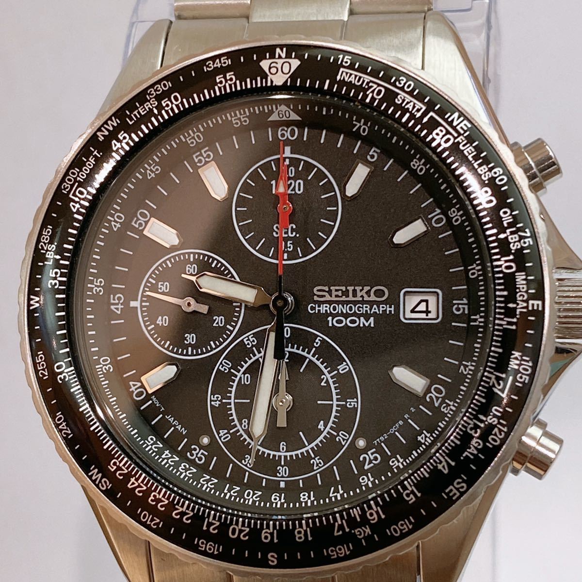 SEIKO】セイコー パイロット クロノグラフ 7T92-0CF0 ブラック文字盤