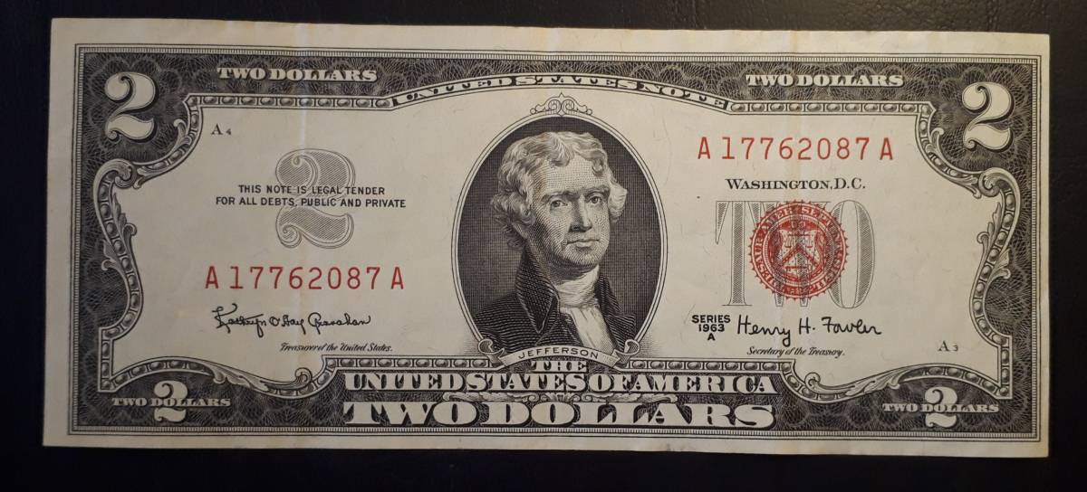 アメリカ 1963年A 2ドル 紙幣 17762087_画像1