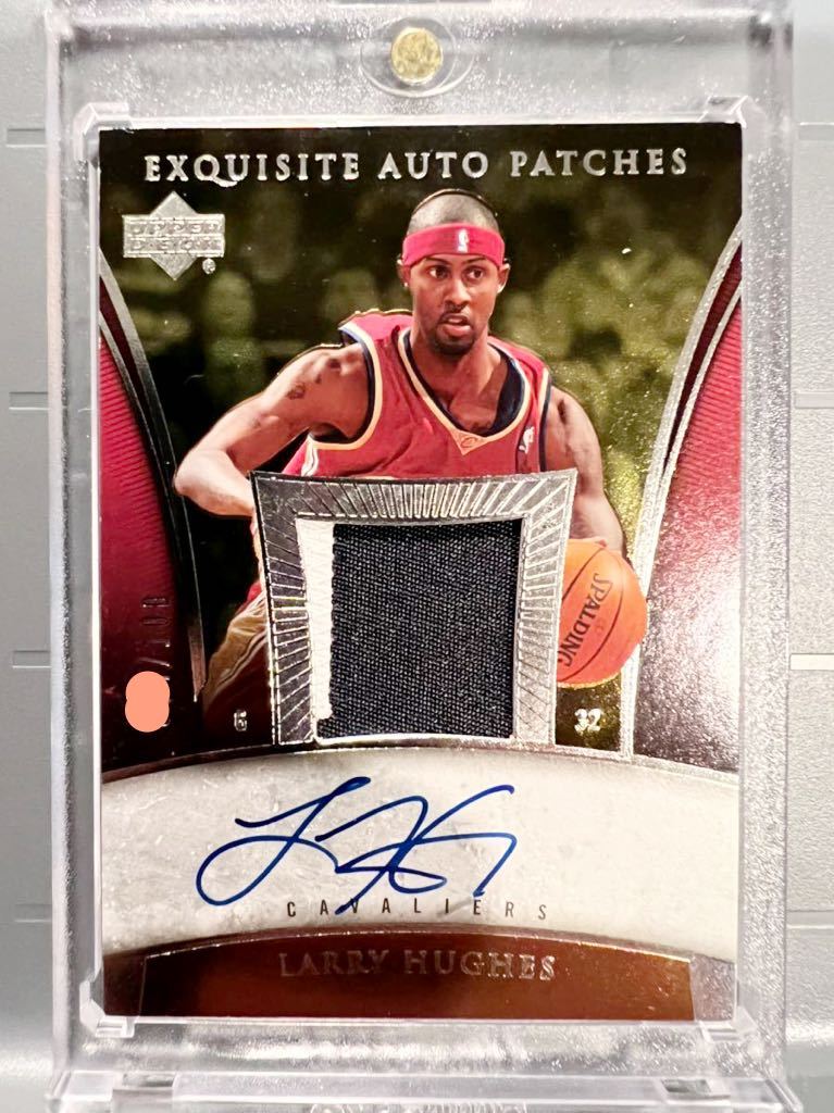 最高級/100 Auto Patch 06 Upper Deck Exquisite Larry Hughes ラリー・ヒューズ NBA ユニフォーム サイン Panini All-defensive Steal王