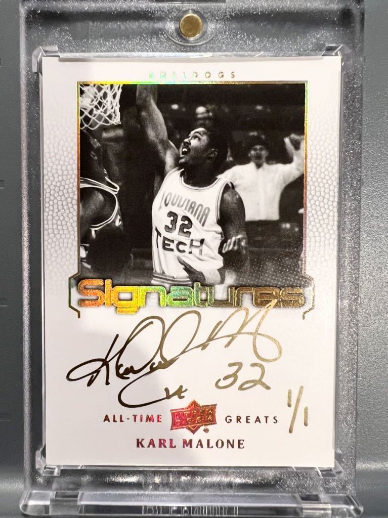 極美1/1 Gold Auto 最高級直書 2013 Upper Deck All-Time Greats Karl Malone カール・マローン NBA サイン カード バスケ Jazz ユタジャズ_画像1