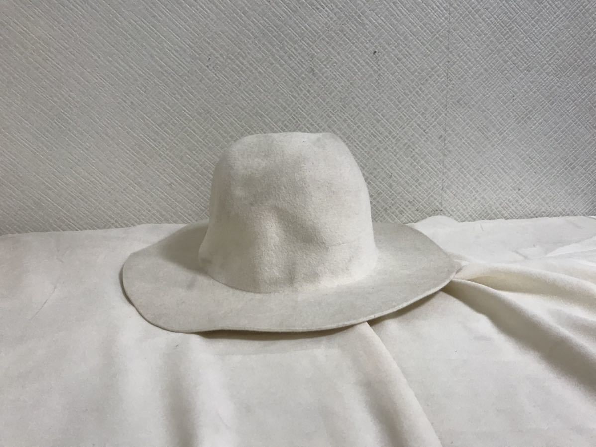 本物アンユーズドUNUSEDラビットウール中折れハット帽子メンズレディーススーツビジネストラベル旅行日本製白ホワイト0