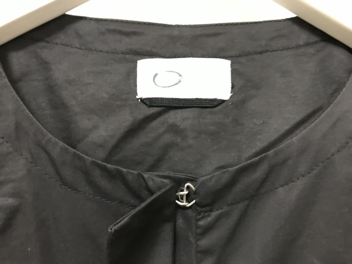 本物マレーラMARELLA薄手コットンフック金具ノーカラーシャツジャケットレディースビジネススーツ黒ブラック38M_画像3